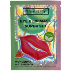 Bild SUPER SET Wonderful Watermelon - LIP MASK in einem Produkt vereint! Gesichtspflegeset für Augen- und Lippenbereich in einer Anwendung - Wassermelone, Hyaluron und Kokosöl, 1 Set