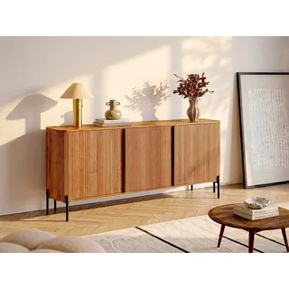 Sideboard mit 3 Türen - Mangoholz & Metall - Holzfarben & Schwarz - BALIMELA