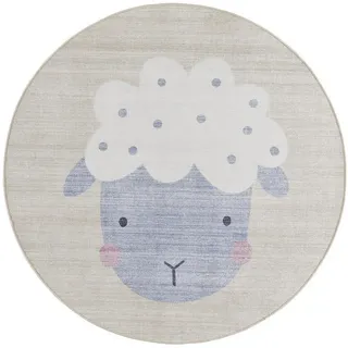 Atticgo Kinderteppich Waschbar Creme Candy 120/120 cm , Textil , Tiere , Rund , 120x120 cm , Oeko-Tex® Standard 100 , waschbar, antistatisch, leicht zusammenrollbar, rutschfeste Unterfläche , Teppiche und Böden, Teppiche, Kinderteppiche