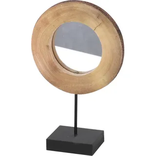 Designspiegel rund, Holz Metall 31x19x8 cm - Braun, Silber