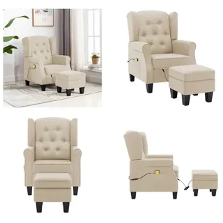 vidaXL Massagesessel mit Hocker Creme Stoff - Massagesessel - Massage Sessel - Sessel Massagefunktion - Massage Fernsehsessel - Creme
