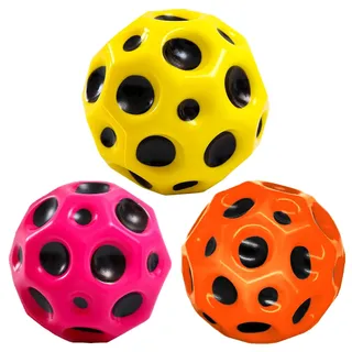 3X Moon Ball Farbig, 7 cm Space, Mini Jump Ball, Super High Bouncing Lightweight Springen Ball, Hüpfbälle, Bouncy Balls, Interaktives Spielzeug zum Stressabbau