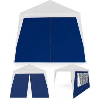 CASARIA® 2x Seitenteil für Pavillon 3x3m Wasserdicht mit Fenster mit Reißverschluss Garten Seitenwand Abdeckplane Faltpavillon Pop Up Stabil Blau - Blau