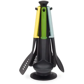 Joseph Joseph Duo 5-teiliges Küchenutensilien-Set mit Aufbewahrungsständer und Silikongriffen