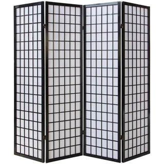 Homestyle4u Paravent Raumteiler 4 teilig Trennwand Shoji Faltbar Schwarz - Gr.: onesize