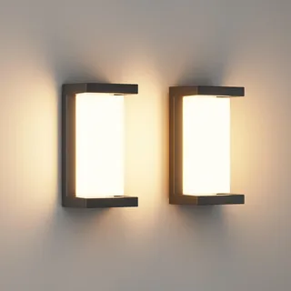 Klighten 2 Stück 24W LED Aussenlampe Wand, 3000K IP65 wandlampe Schwarz | 1200LM außenleuchte, wandleuchte aussen /innen, Aluminium+PC lampe außen, ausenbeleutung hauswand, terrassenlampen aussen