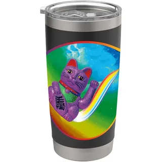 Glückskatze Katzen süße Maneki-Neko Regenbogen Winkekatze Doppelwandiger Edelstahl-Thermobecher