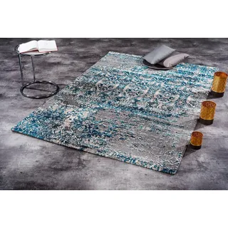 Teppich OCI DIE TEPPICHMARKE "JUWEL SILENTA" Gr. 2, blau (petrol, grau), B:80cm H:20mm L:150cm, Polyester, Polypropylen, Teppiche, Teppich, Kurzflor, Wohnzimmer, Marmor Optik, Hoch Tief Effekt