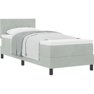 vidaXL Boxspringbett mit Kopfteil Hellgrau 80 x 200 cm Samt - Hellgrau