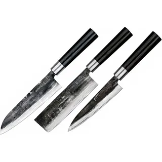 Set mit 3 Messern Samura-Super5, Damaststahl, 37,8x13,2x4,1 cm, silber/schwarz - Schwarz