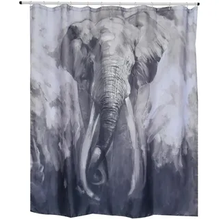 Spirella Duschvorhang Elephant 180 x 200 cm grau-blau