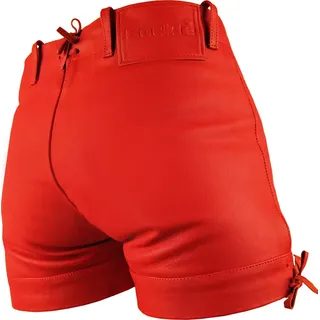 Bockle® Red Pants Lederhose Leder Jeans Leder Shorts Pants kurze Lederhose Rot Herren , W38/L36 - Rot
