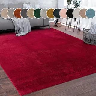 Teppich PACO HOME "Cadiz 630", rot, B:80cm H:14mm L:300cm, Polyester, Teppiche, Teppich, Uni-Farben, besonders weich, waschbar, auch als Läufer erhältlich