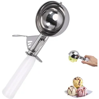 Eislöffel Portionierer, Eisportionierer 8cm, Eisportionierer Groß, Obstschaufel Edelstahl Frucht Eisschaufel Eis löffel Mit Kunststoffgriff Eiskugeln, Reis, Melonenkugeln, Keksteig(8 cm)