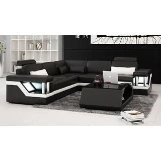 Couch Ecksofa Leder Wohnlandschaft Garnitur Design Modern Sofa L-Form Rot Möbel - Rot