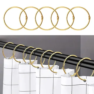 24 Stück Duschvorhangringe, Duschvorhang Haken, Duschringe für Badezimmer | Rostfrei Dekorative Ringe für Duschvorhänge und Duschvorhangstangen, Vorhang Haken für Vorhänge (Gold)