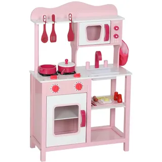 Aiyaplay Kinderküche Spielküche mit Backofen, Herd, Spüle, Soundfunktion, Rosa , Holzwerkstoff , 24x55 cm , unisex , Freizeit & Co, Gartenspielzeug
