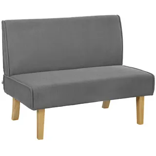 Homcom 2 Sitzer Sofa, Couch mit Cord-Optik, Holzbeine, Gepolsterter Polstersofa, Doppelsofa für Schlafzimmer, Wohnzimmer, 110 x 62 x 85 cm, Grau