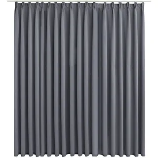 vidaXL Verdunkelungsvorhang Mit Haken Grau 290/245 Cm , Textil , Rechteckig , 290x245x245 cm , Heimtextilien, Vorhänge, Fertigvorhänge, Verdunkelungsvorhänge