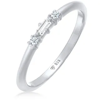 Elli DIAMONDS Verlobungsring Diamant (0.03 ct.) Rechteck 925 Silber Ringe Damen