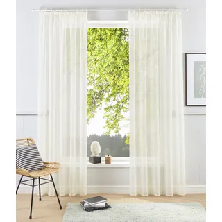 Gardine OTTO HOME "XANA" Gr. 2, beige (creme), B:145cm H:175cm, Voile, Polyester, Gardinen, Gardine, Bestseller, einfarbig, 1 bzw. 2 Schals, pflegeleicht, Beststeller