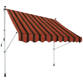 Klemm-Markise Borkum zum Kurbeln, Sonnenschutz für Terrassen oder Balkone, 195 x 120 cm, Kurbellänge: 125 cm, Orange/Braun