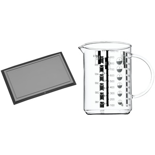 WMF Schneidebrett Tranchierbrett Touch schwarz 32 x 20 cm rechteckig aus Kunsstoff Saftrillen spülmaschinengeeignet leichte Reinigung & Messbecher 1 l Gourmet aus hitzebeständigem Glas