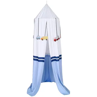 Patinio Baldachin , Blau, Weiß , Holz, Textil , Bambus , teilmassiv , Fahrzeuge , 60x240 cm , Oeko-Tex® Standard 100 , Babymöbel & Kindermöbel, Babyzimmer, Kinderzimmer Deko