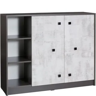 Furniture24 Kommode Tommy 09 Schrank Sideboard 2 Türen Jugendzimmer - Weiß