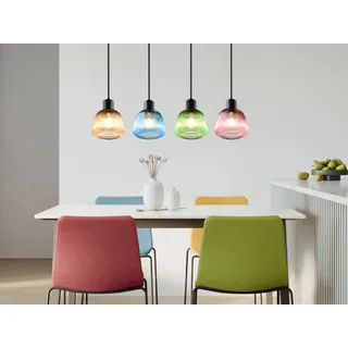 Pendelleuchte 4-flammig mit Glas Lampenschirmen Bunt für Esstisch & Kücheninsel - Bunt
