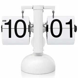 HERCHR Flip Uhr Retro Klappuhr Digital Tischuhr Mechanisch Batterie | Automatische Kartenanzeige, große Ziffern, leiser Mechanismus, Retro Design für Büro und Wohnbereich