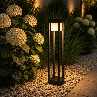 LUMILED LED Wegeleuchte 12W Außen Pollerleuchte 1140Lm 3000K IP54 80cm Schwarz Aluminium Wegbeleuchtung Außenleuchte Außenbeleuchtung Gartenleuchte Wegelampe stehend spritzwasserdicht warmweiß - Schwarz, Weiß