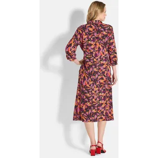 Sommerkleid GOLDNER "Kurzgröße Fließendes Viskosekleid mit Knopfleiste", Damen, Gr. 19, K-Gr, rot (rot, gemustert), Obermaterial: 100% Viskose CV., Kleider Sommerkleid, Manschettenärmel