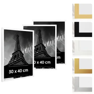 JCNORD Estancia 3 Stück Weiße Bilderrahmen aus Kunststoff, 30 x 40 cm – 3er-Pack 30x40 cm Rahmen mit Bruchsicherem Acrylglas – Moderner Fotorahmen für Wände und Tische