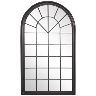 Beliani Wandspiegel schwarz Fensteroptik 77/130 cm Trevol , Schwarz , Metall , Oval , 77x130x5 cm , Spiegel, Wandspiegel