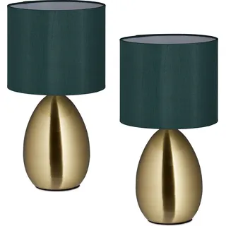 relaxdays Nachttischlampe 2er Set - Gold