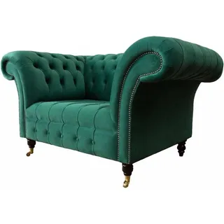 Grün Chesterfield Design Sofa Sessel Ohrensessel Polster Luxus Textil - Grün
