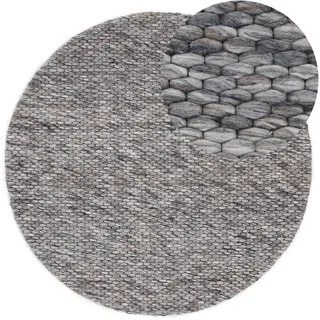 carpetfine Wollteppich »Sina« rund 14 mm Höhe grobe Struktur, Zeitloses Design, reine Wolle, Wohnzimmer,