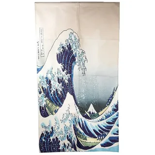 lachineuse – Japanische Noren-Kanagawa-Welle – Japanischer Meereswellenvorhang – Tür- und Wanddekoration – Wandteppich – 90 x 150 cm – Traditionelle Malerei – Asiatisches Dekor – Farbe: Blau