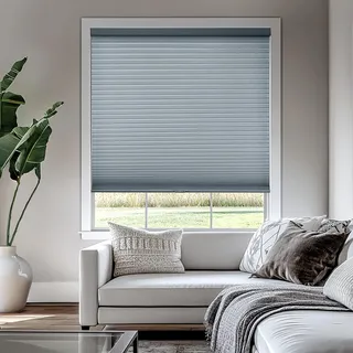 Chicology Cordless Cellular Shades Sichtschutzrollo, 1 Zelle, Polyester, Metall, Kunststoff, Morning Pebble, 61W x 163H cm