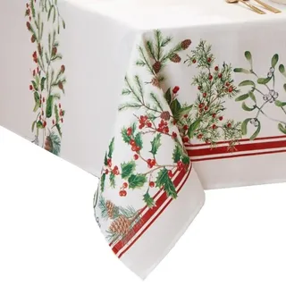 Elrene Home Fashions Tischdecke mit Umrandung im Winterurlaub, dekorative Weihnachtstischdecke, 152,4 x 304,8 cm, länglich