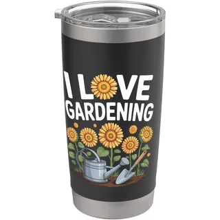 I Love Gardening Sonnenblumen-Gießkanne Doppelwandiger Edelstahl-Thermobecher