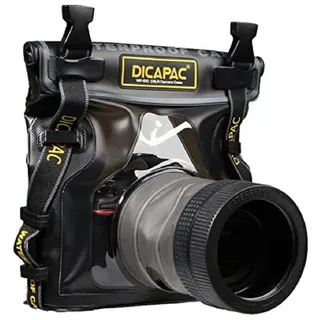 DiCAPac WP-S10 Wasserdichte DSLR-Kameratasche mit Objektiv, Unterwassergehäuse, Wasserschutz bis zu 5 Meter Tiefe, schwarz und dunkelbraun