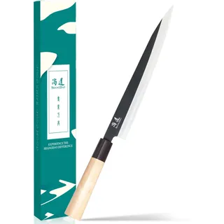 SHANGDAO Sashimi-Sushi-Messer 25 cm – Fleischschneidemesser und Yanagiba-Messer, Fischfiletieren und -schneiden – deutscher Stahl und traditioneller Holzgriff, Geschenkbox