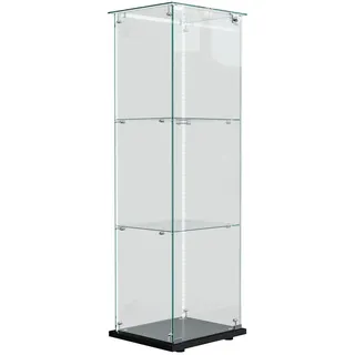 Glasvitrine Standvitrine Mit Led, Schloss, 3 Regalen, Schwarz , Holz , 35x123.3x39.8 cm , Esszimmer, Vitrinen, Vitrinenschränke