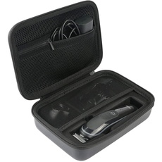 Khanka Wasserdichtes Leder Tasche für Braun MGK7020/MGK3085 /MGK3080 /BT5042/MGK3021/MGK5080 Multi-Grooming-Kit Barttrimmer und Haarschneider Case Schutz-Hülle.(Schwarzer Reißverschluss)