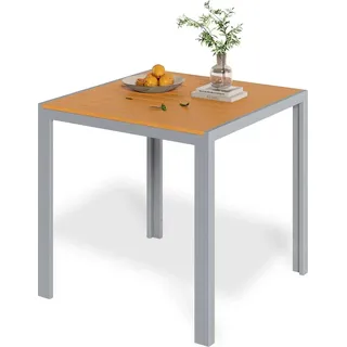 Gartentisch - Outdoor-Esstisch - Quadratisch 75×75×72 cm - Silberner Aluminiumrahmen - WPC-Tischplatte - Witterungs- & hitzebeständig - Für 4 Personen - Dunkelgrau - Dunkelgrau, Silber