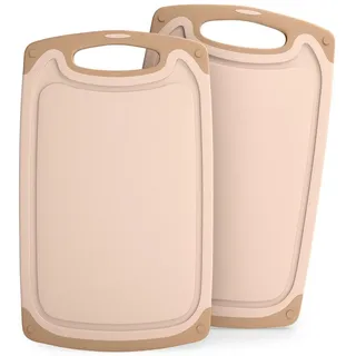 Blumtal Frühstücksbrettchen Kunststoff 25x15 im Set - Brettchen spülmaschinenfest - Frühstücksbretter Kunststoff BPA-frei - Schneidebrett spülmaschinenfest - robuste Schneidebretter Beige