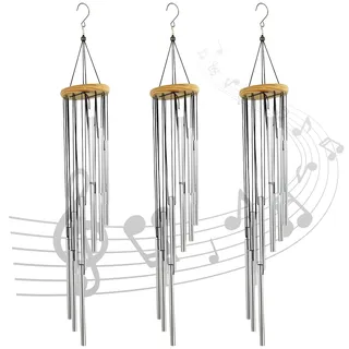 MIVIDE 3 Stück Windspiele für Draußen Hängend, 55 cm Metall Windspiel Anhänger, Wind Chimes, Klangspiel Windspiel Rohr für Draußen Heimdekoration Garten Terrasse Geschenke