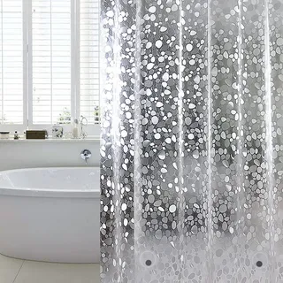 WELTRXE Duschvorhang Anti-Schimmel mit Gewicht Magnet unten, 92x180cm, Wasserdicht Antibakteriell Eva Vorhang für Dusche und Badewanne für Kinder, 3D Steinmuster, inkl. 6 Duschvorhangringen
